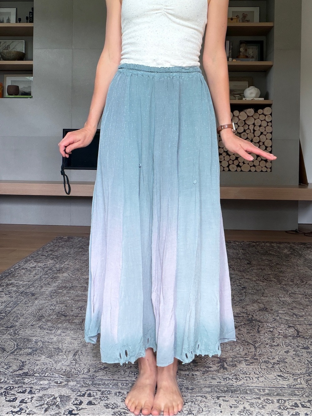 Vintage Fairycore blue and lilac maxi skirt small medium - Picture 3 of 15